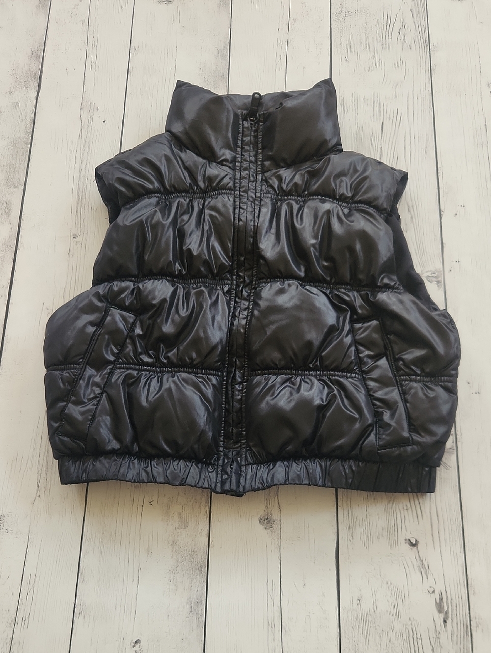 Tek Gear L 10/12 Girls Zippered Black Puffer Vest